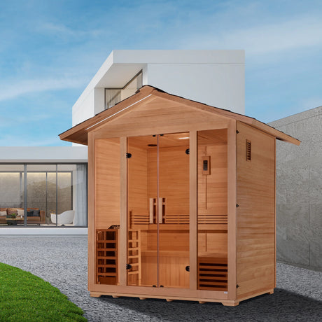 Golden Designs "Vorarlberg" 5 Person Traditional Outdoor Sauna - Canadian Hemlock Take A Break Spas & Billiards.