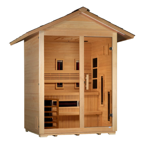 Golden Designs "Carinthia" 3 Person Hybrid Outdoor Sauna - Canadian Hemlock Take A Break Spas & Billiards.