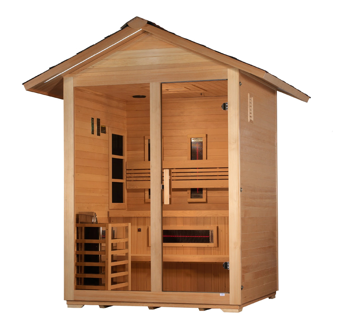 Golden Designs "Carinthia" 3 Person Hybrid Outdoor Sauna - Canadian Hemlock Take A Break Spas & Billiards.