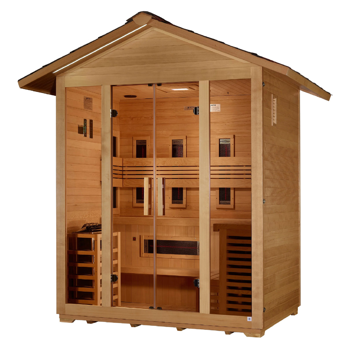 Golden Designs "Gargellen" 5 Person Hybrid Outdoor Sauna - Canadian Hemlock Take A Break Spas & Billiards.