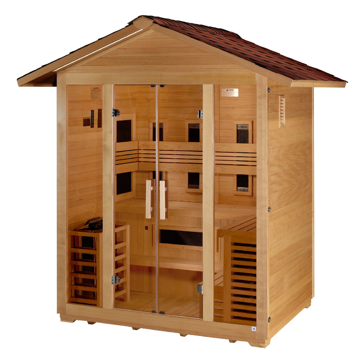 Golden Designs "Gargellen" 5 Person Hybrid Outdoor Sauna - Canadian Hemlock Take A Break Spas & Billiards.