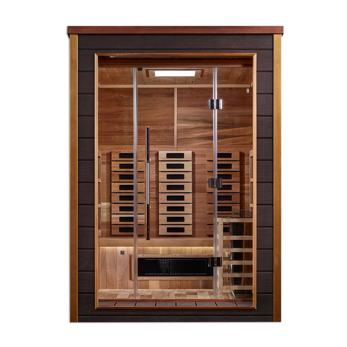 Golden Designs Nora 2 Person Outdoor-Indoor PureTech™ Hybrid Full Spectrum Sauna Take A Break Spas & Billiards.