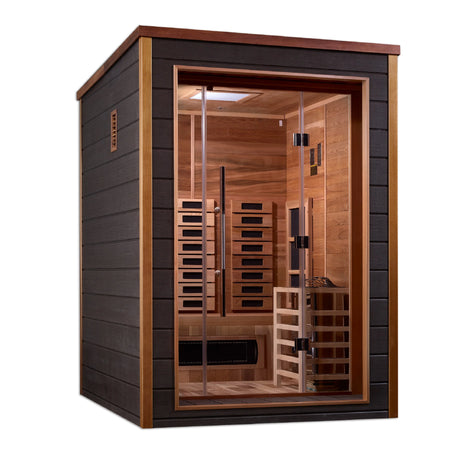 Golden Designs Nora 2 Person Outdoor-Indoor PureTech™ Hybrid Full Spectrum Sauna Take A Break Spas & Billiards.