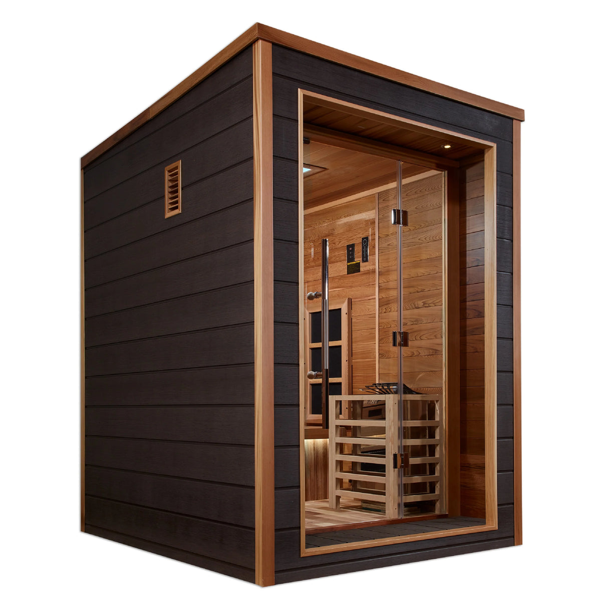 Golden Designs Nora 2 Person Outdoor-Indoor PureTech™ Hybrid Full Spectrum Sauna Take A Break Spas & Billiards.