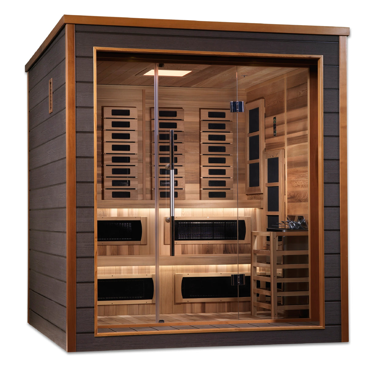 Golden Designs Karlstad 6 Person Outdoor-Indoor PureTech™ Hybrid Full Spectrum Sauna Take A Break Spas & Billiards.