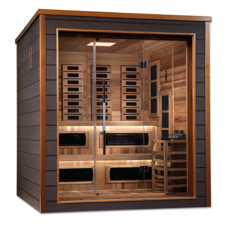 Golden Designs Karlstad 6 Person Outdoor-Indoor PureTech™ Hybrid Full Spectrum Sauna Take A Break Spas & Billiards.