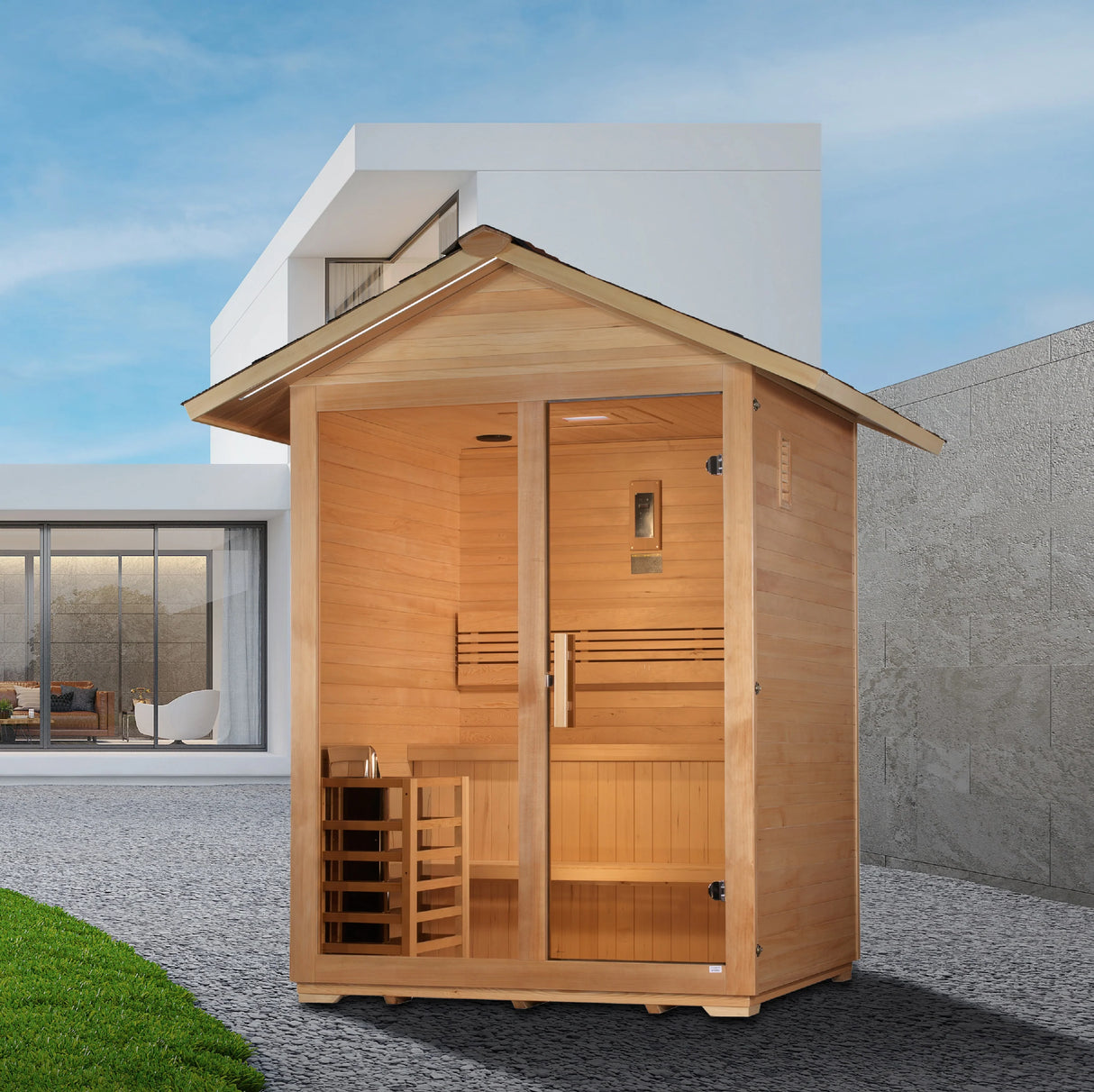 Golden Designs "Arlberg" 3 Person Traditional Outdoor Sauna - Canadian Hemlock Take A Break Spas & Billiards.
