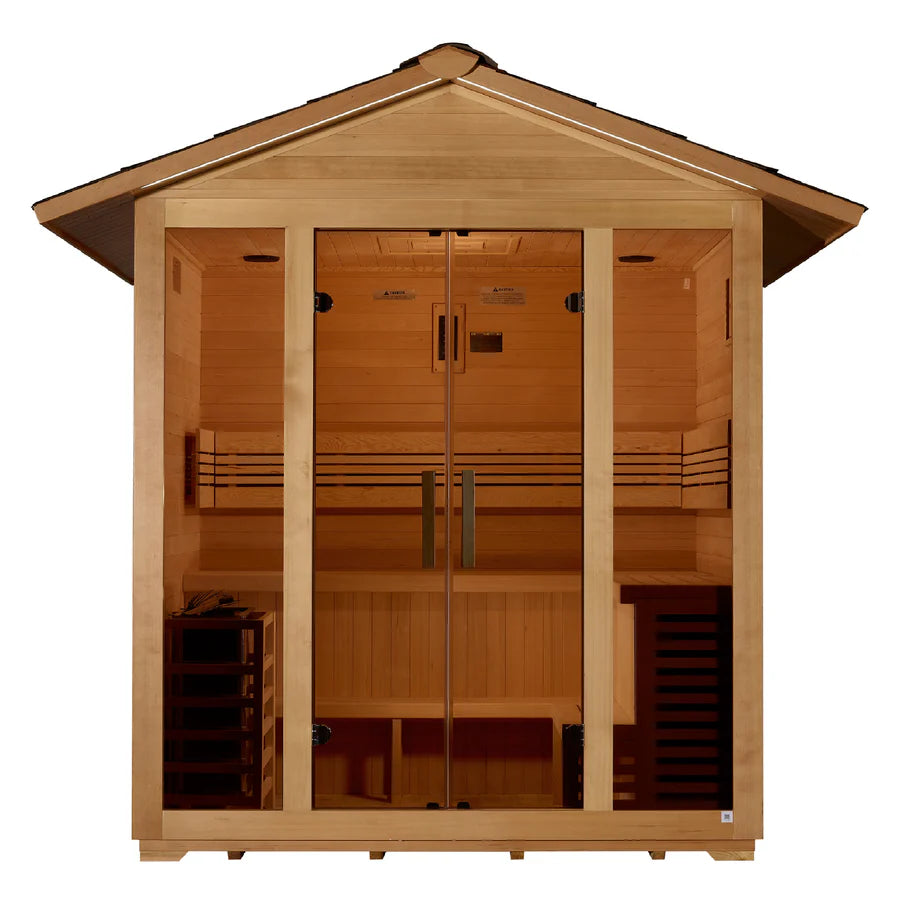 Golden Designs "Vorarlberg" 5 Person Traditional Outdoor Sauna - Canadian Hemlock Take A Break Spas & Billiards.