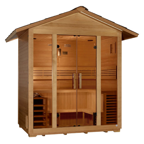 Golden Designs "Vorarlberg" 5 Person Traditional Outdoor Sauna - Canadian Hemlock Take A Break Spas & Billiards.