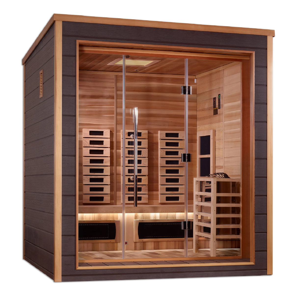 Golden Designs Visby 3 Person Outdoor-Indoor PureTech™ Hybrid Full Spectrum Sauna Take A Break Spas & Billiards.