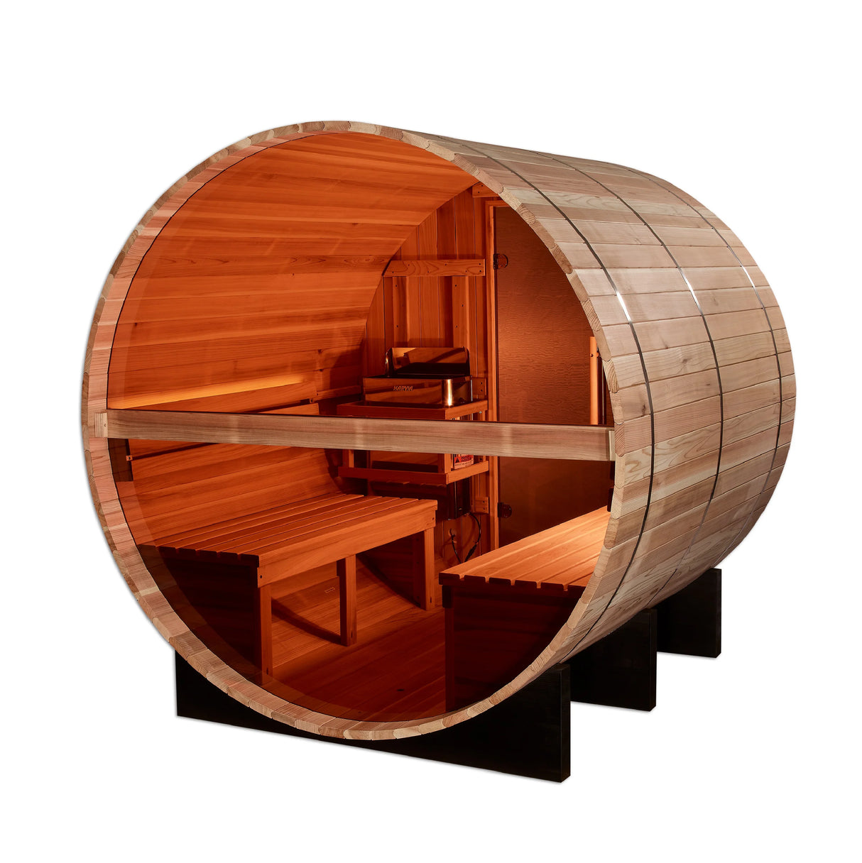 Golden Designs "Zurich" 4 Person Barrel with Bronze Privacy View - Traditional Sauna Take A Break Spas & Billiards.