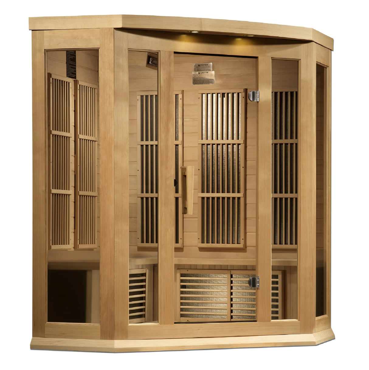 Maxxus 3 Person Corner Near Zero EMF FAR Infrared Sauna - Canadian Hemlock Take A Break Spas & Billiards.