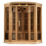 Maxxus 3 Person Corner Near Zero EMF FAR Infrared Sauna - Canadian Hemlock Take A Break Spas & Billiards.